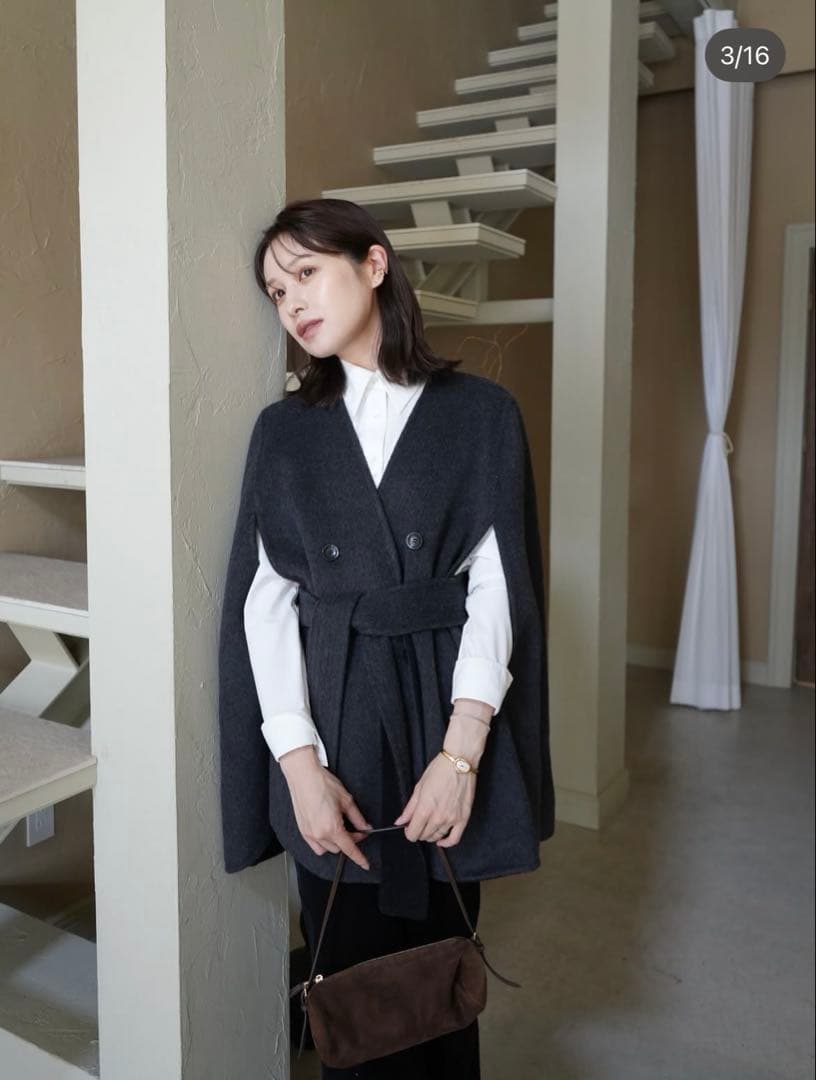 LAUBE BLANC リバーシブルポンチョ♡美品