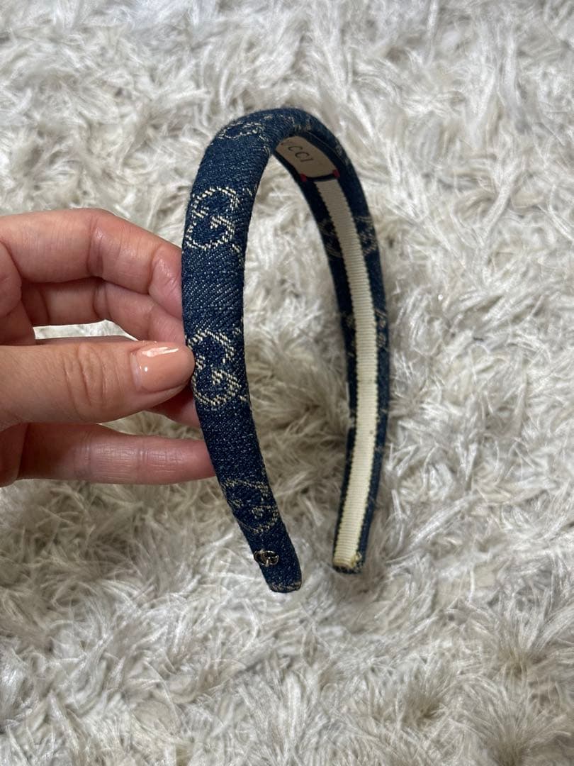 GUCCI ネイビー デニム ヘアバンド
