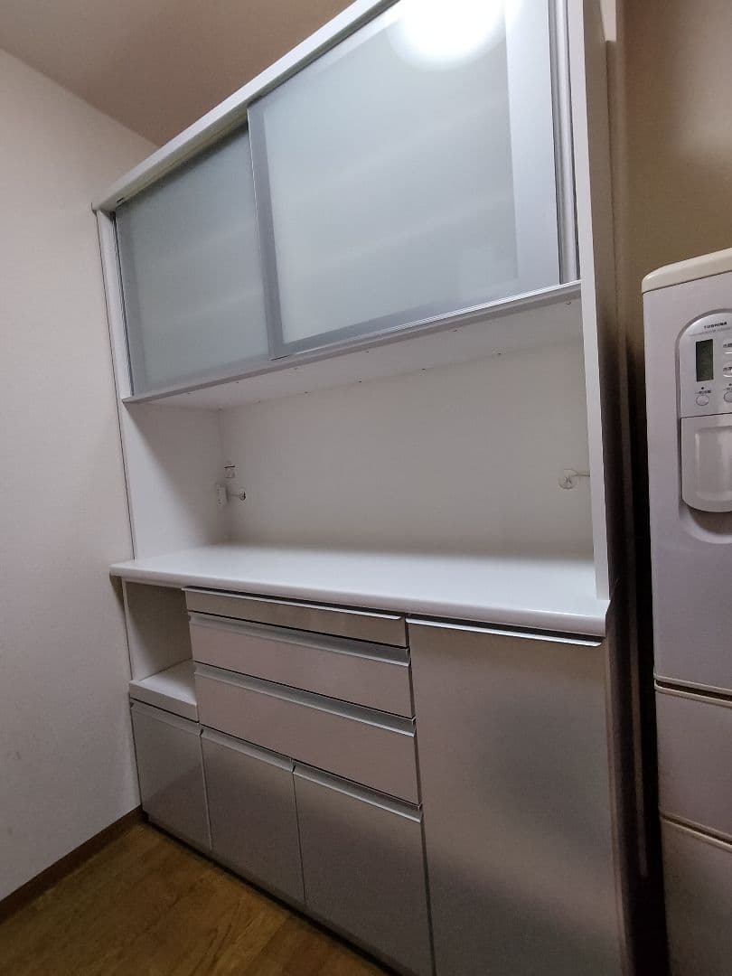 松田家具　キッチンボード　スモーク　　1400サイズ　食器棚　日本製　美品