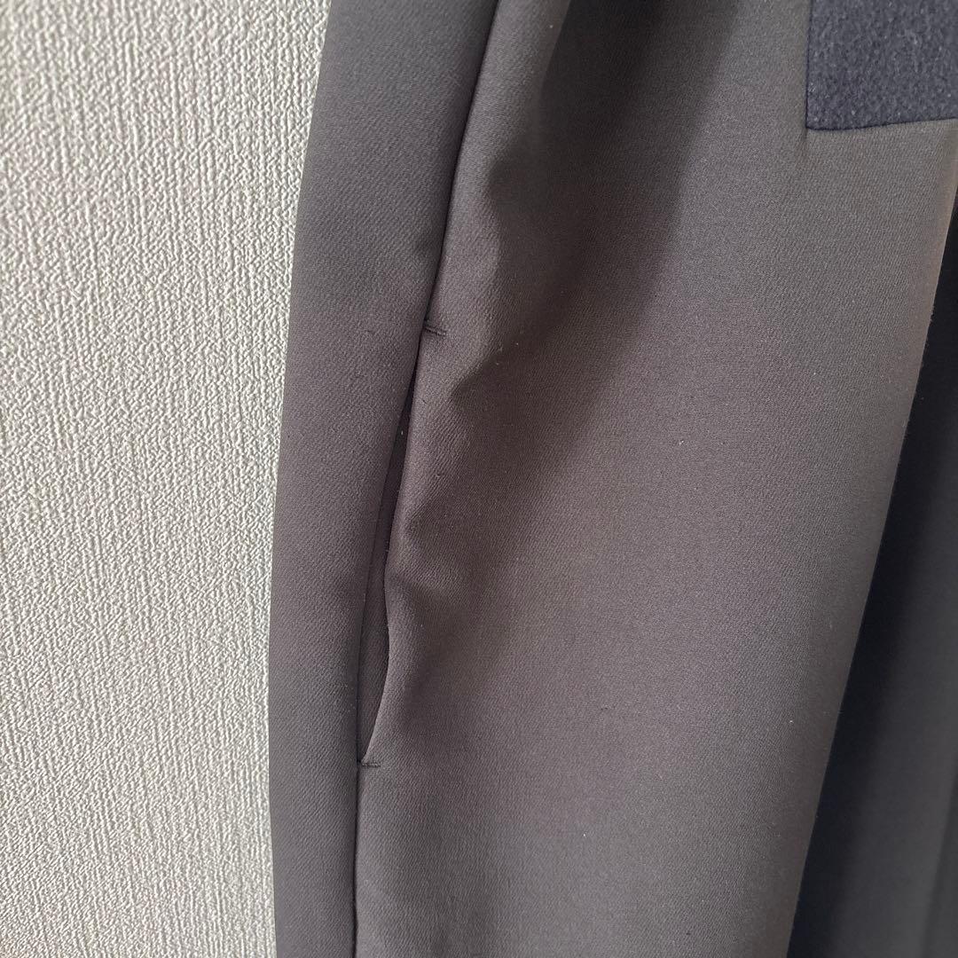 RIM.ARK 長袖ロングワンピース　スタンドカラー チャコールグレーバイカラー