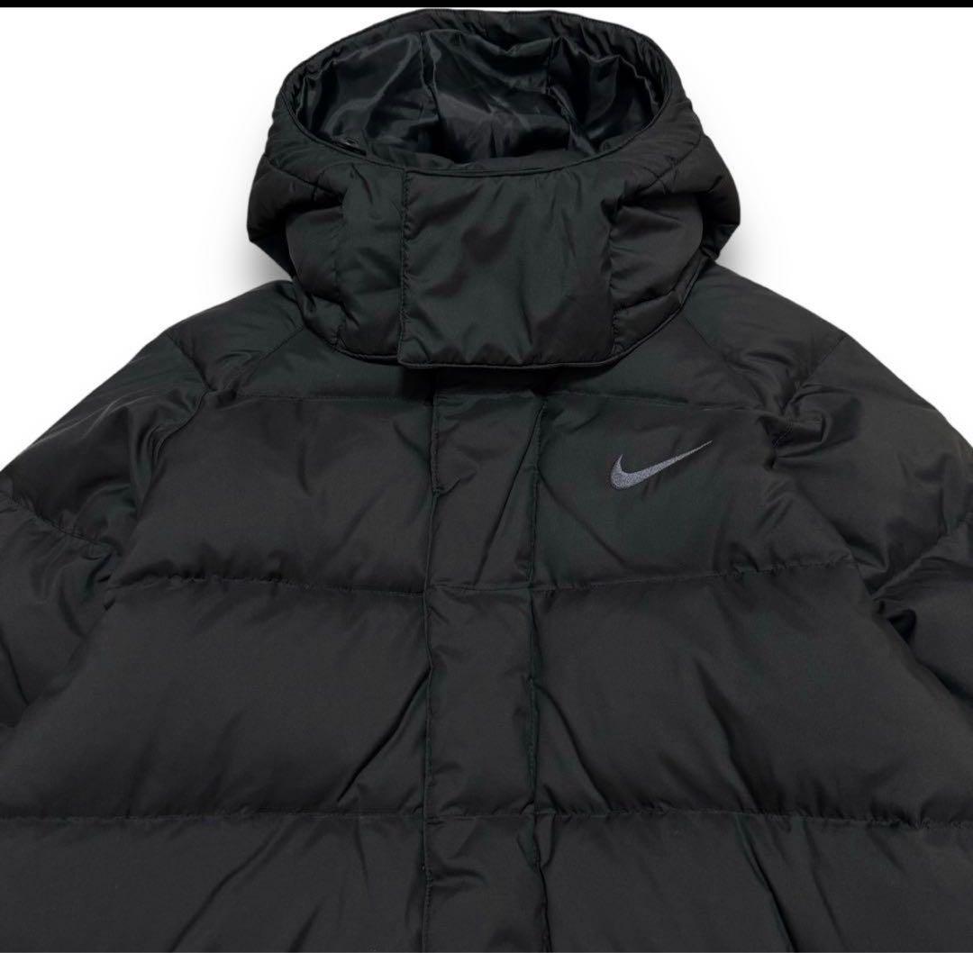 美品 NIKE ダウンジャケット ベンチコート 刺繍ロゴ フード取外可 2way