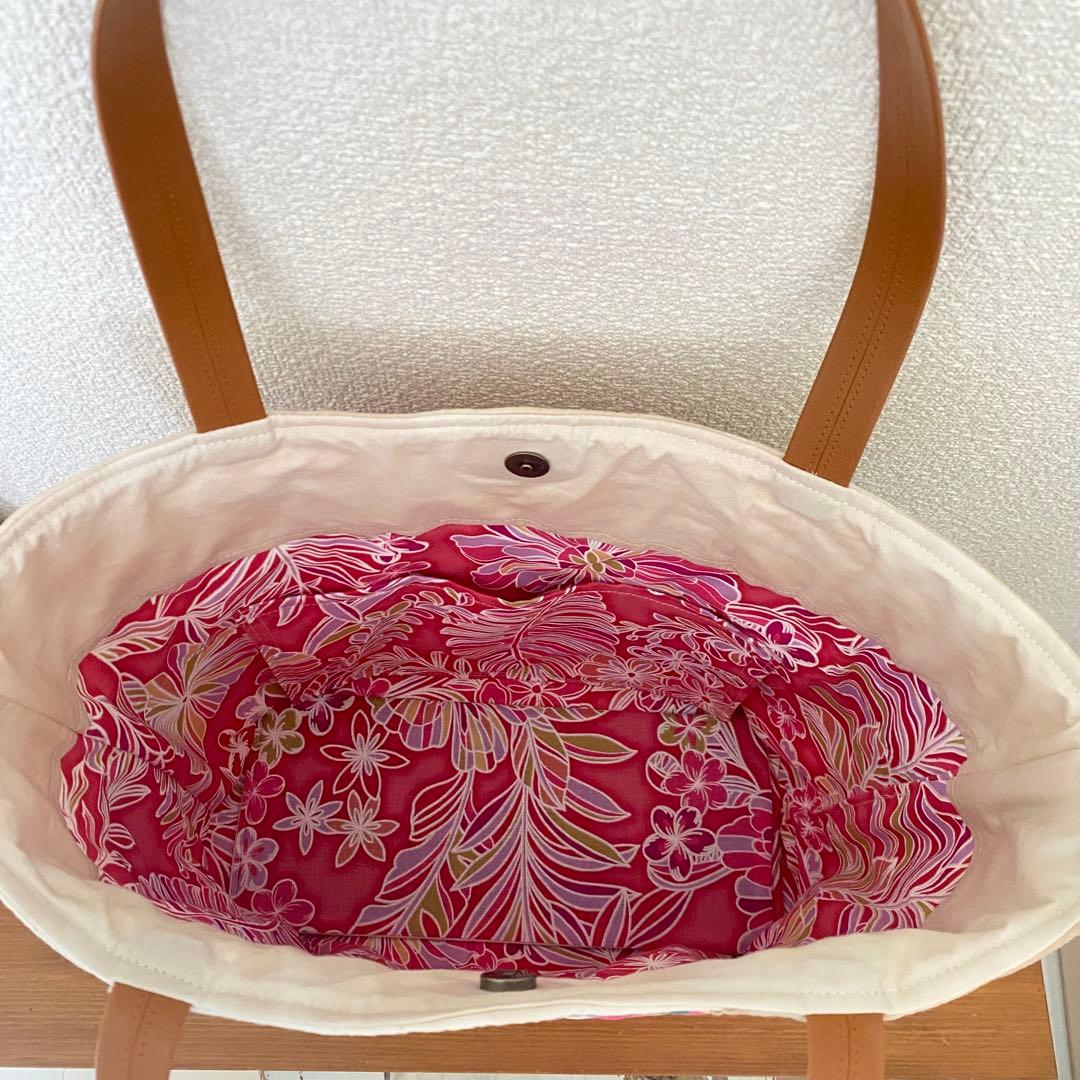 ハワイアンキルト◆トートバッグ◆プルメリア◆ハンドメイド