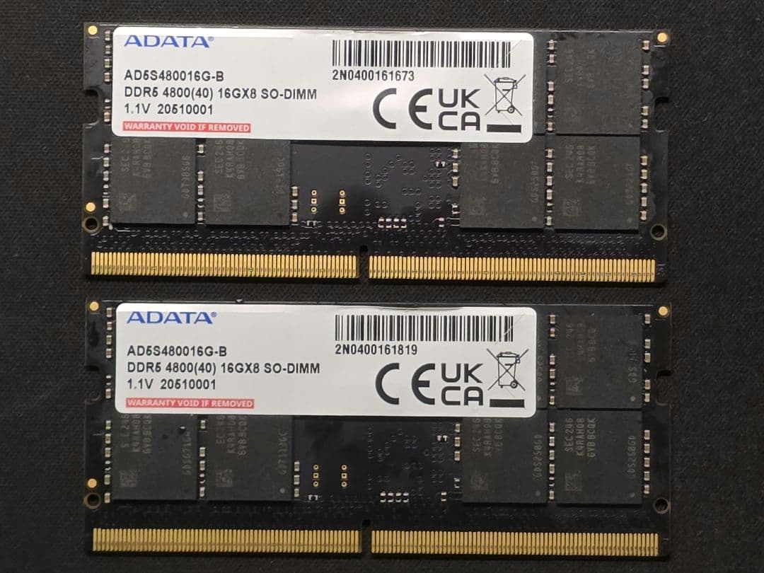 ADATA DDR5 4800 16GB SODIMM 2枚セット 動作確認済