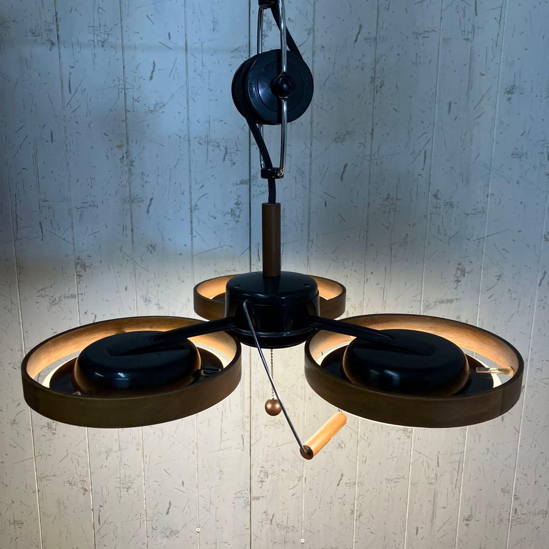 D-2 LED シーリングライト ペンダントライト ウッドシェード 3灯