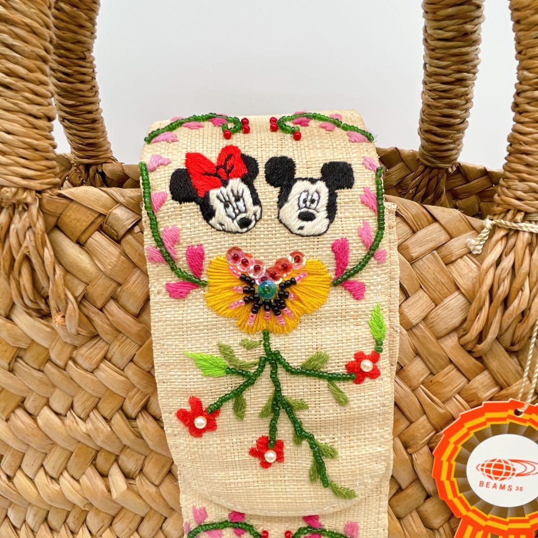 希少✨【ビームスボーイ】ディズニーコラボ カゴバッグ 刺繍ミッキーミニー35周年