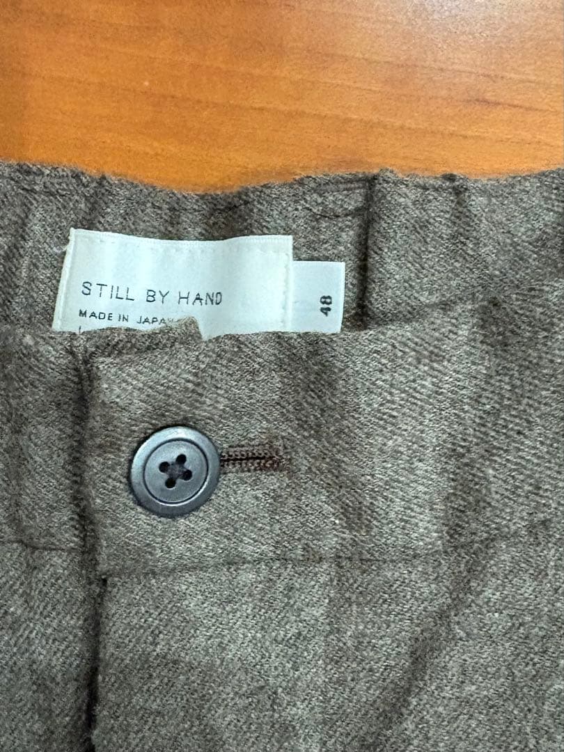 STILL BY HAND ウールフラノイージースラックス　ベージュ48 L