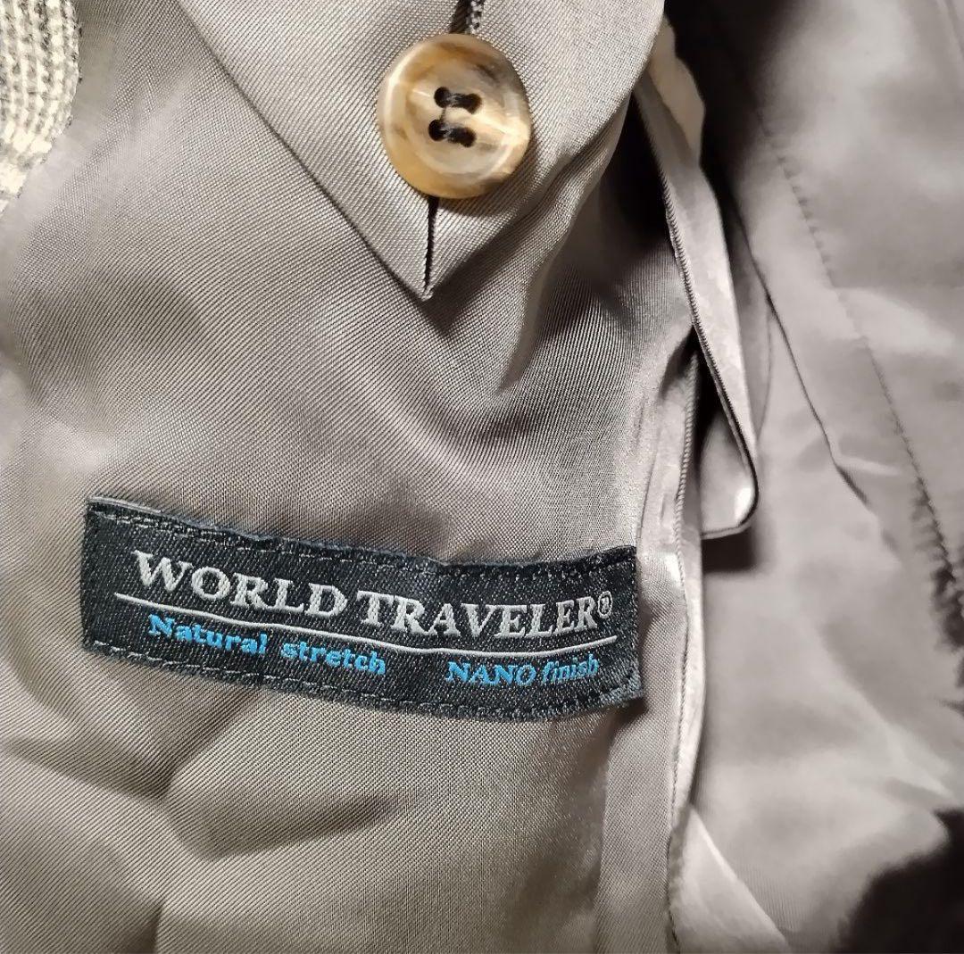 麻布テーラー　アンゴラ カシミヤ混　テーラードジャケット　チェック柄　グレー46