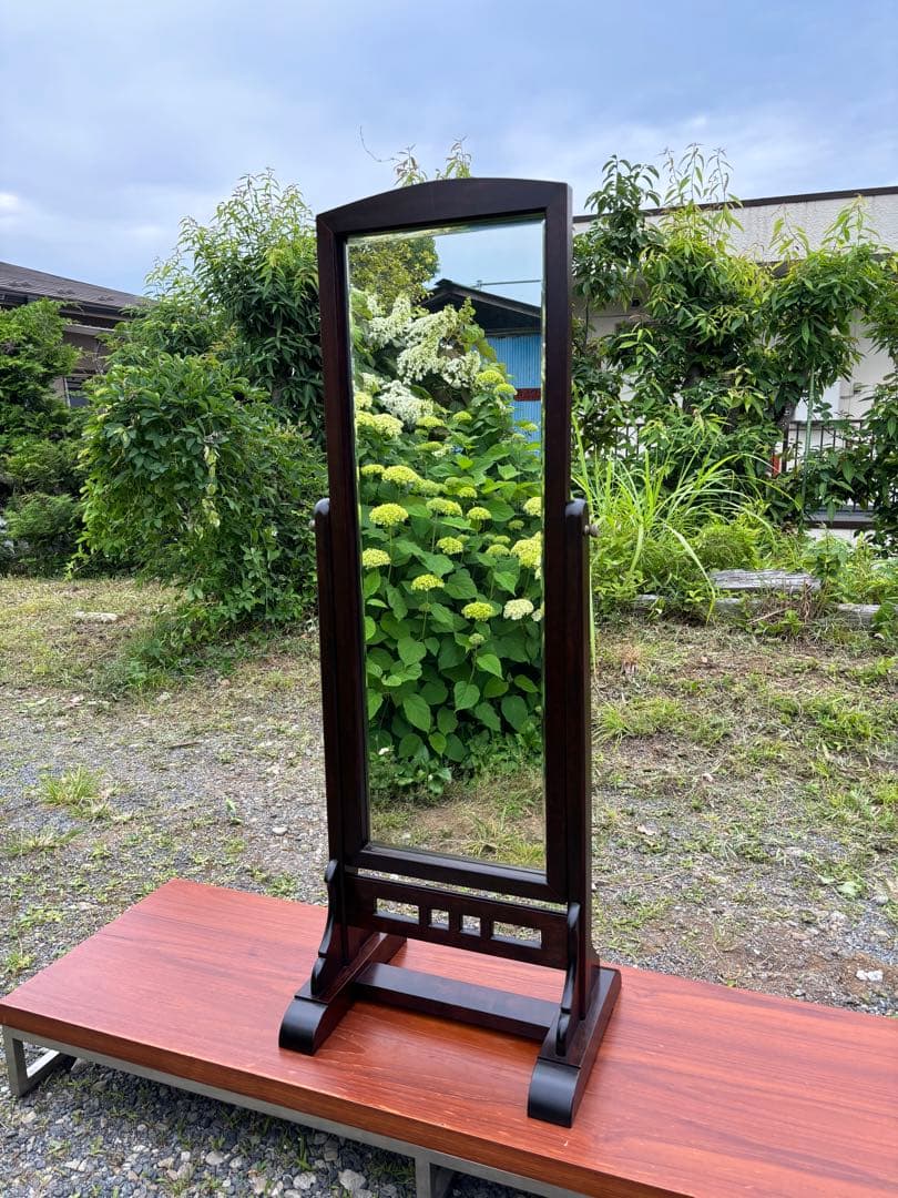 松本民芸家具 スタンドミラー 姿見 全身鏡　ミズメザクラ