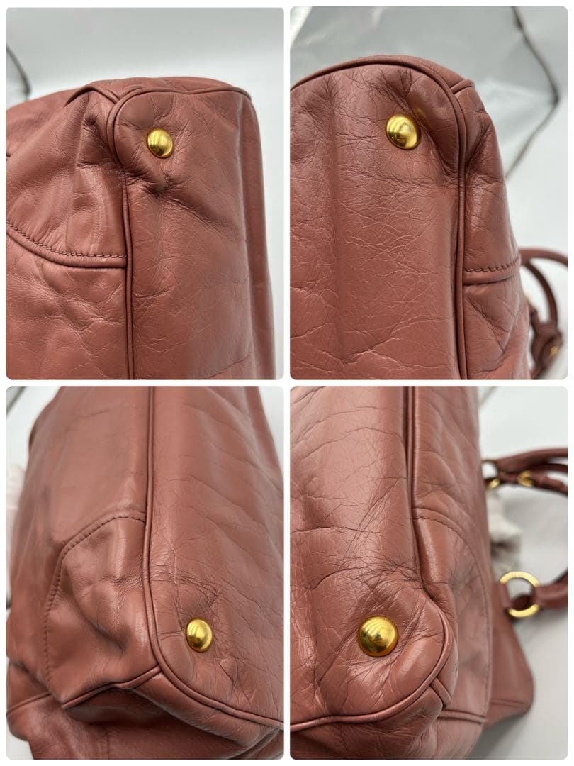 名作 MIU MIU 2way ショルダーバッグ レザー ピンク ゴールド金具