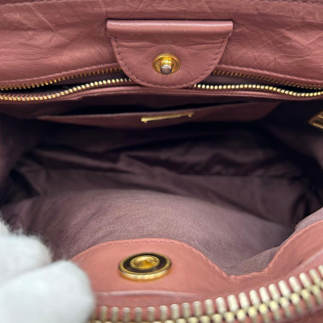 名作 MIU MIU 2way ショルダーバッグ レザー ピンク ゴールド金具