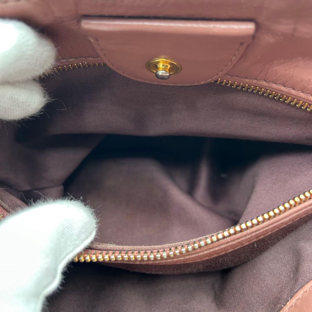 名作 MIU MIU 2way ショルダーバッグ レザー ピンク ゴールド金具