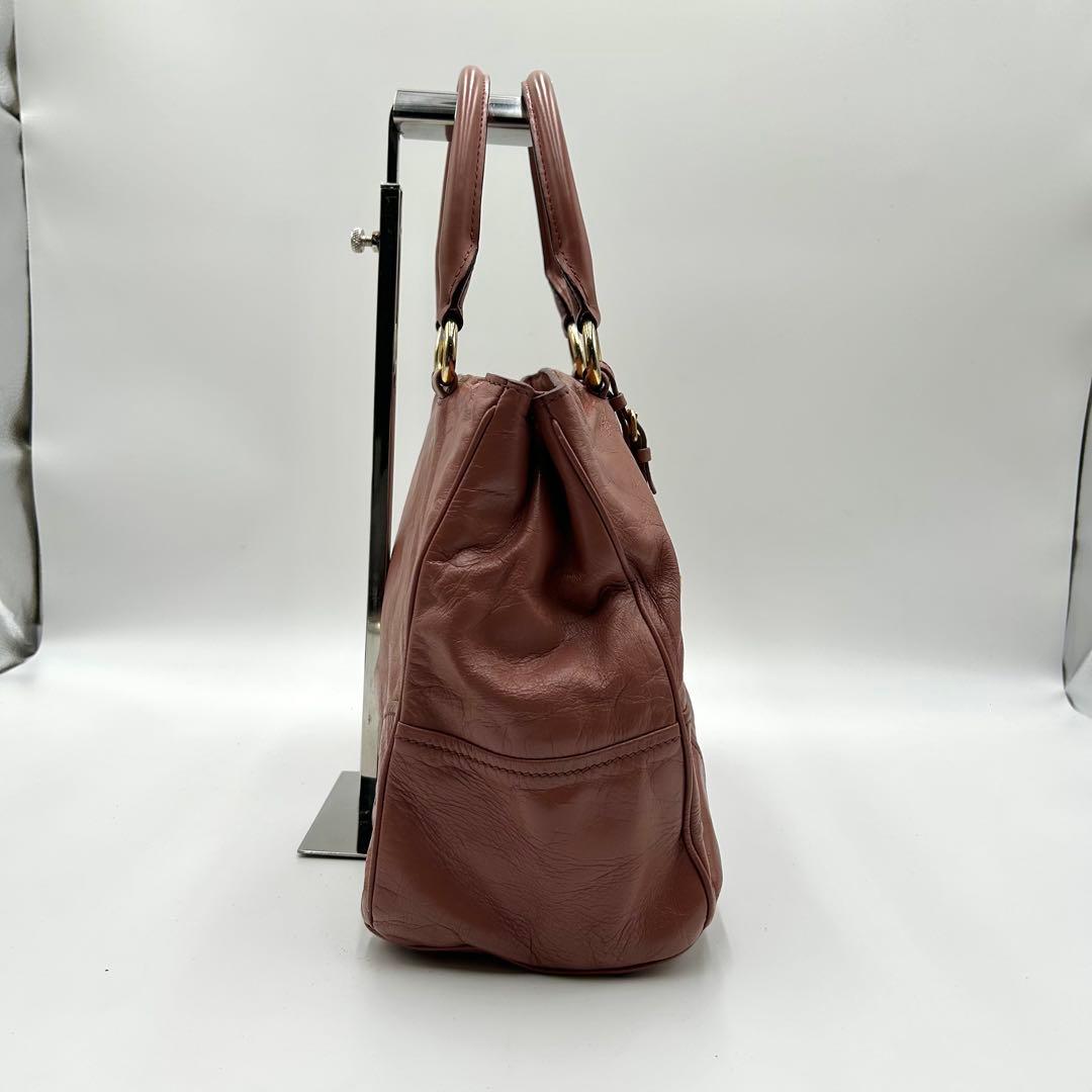 名作 MIU MIU 2way ショルダーバッグ レザー ピンク ゴールド金具