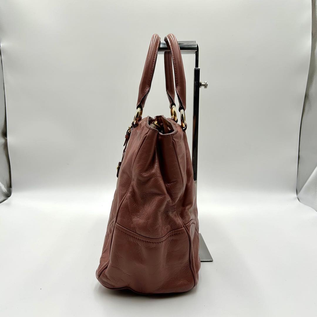 名作 MIU MIU 2way ショルダーバッグ レザー ピンク ゴールド金具