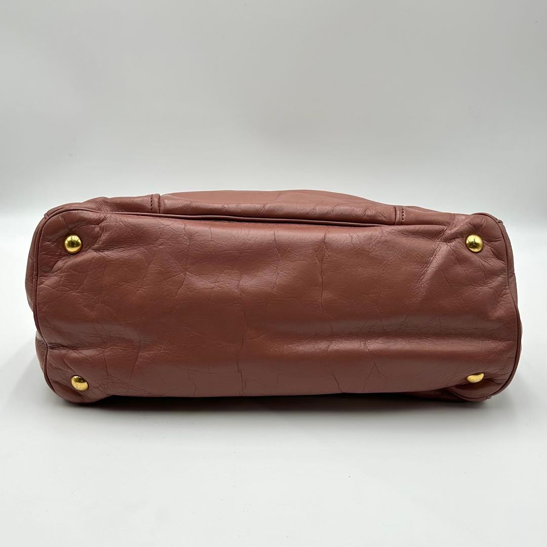 名作 MIU MIU 2way ショルダーバッグ レザー ピンク ゴールド金具