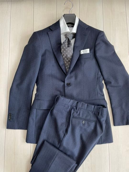 SHIPS パターンオーダースーツ　国産生地　国内工場　ネイビー