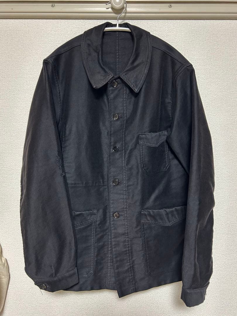 40’s ブラックモールスキンワークジャケット Vポケ
