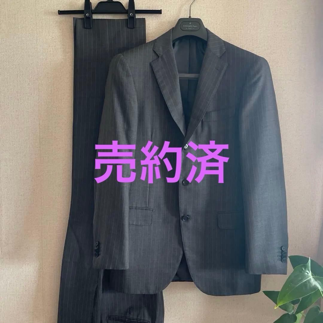 リングジャケット　グレー ストライプ ビジネススーツ　48