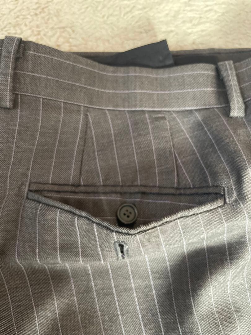 リングジャケット　グレー ストライプ ビジネススーツ　48