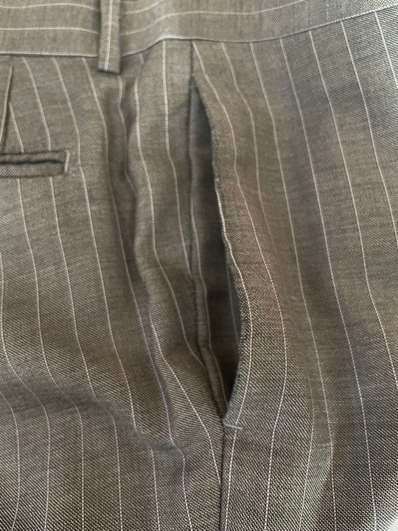 リングジャケット　グレー ストライプ ビジネススーツ　48