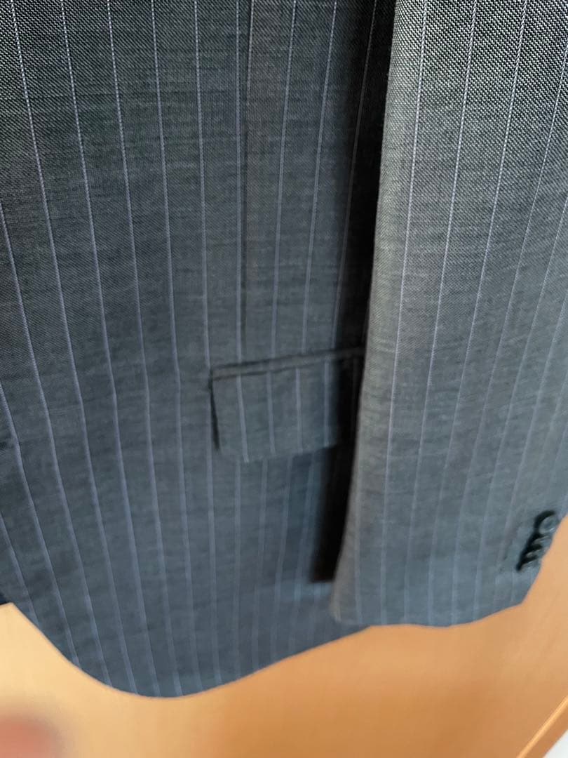 リングジャケット　グレー ストライプ ビジネススーツ　48