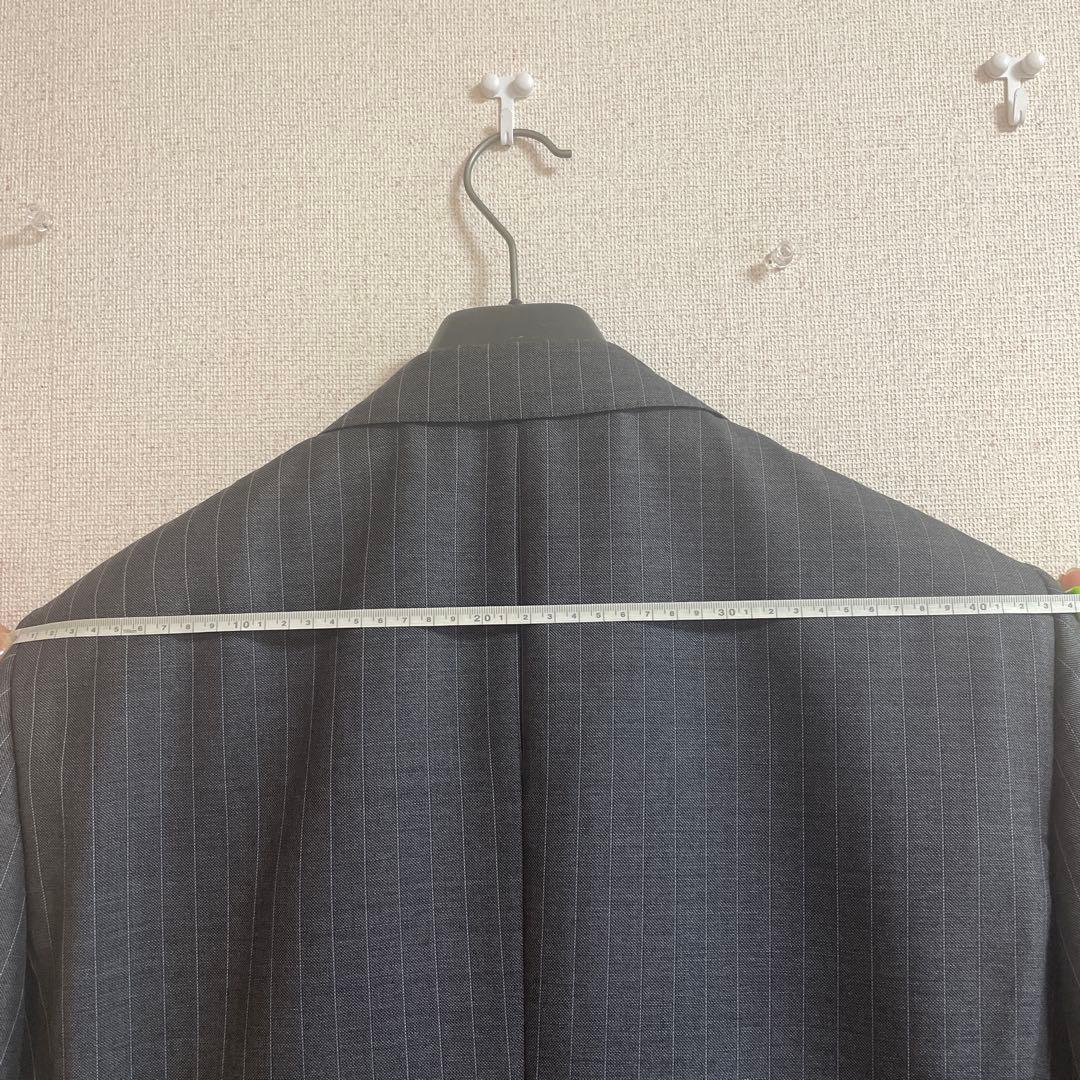 リングジャケット　グレー ストライプ ビジネススーツ　48