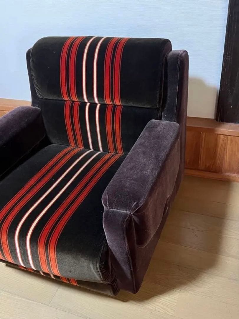 レトロ　モケット　1人掛けソファー