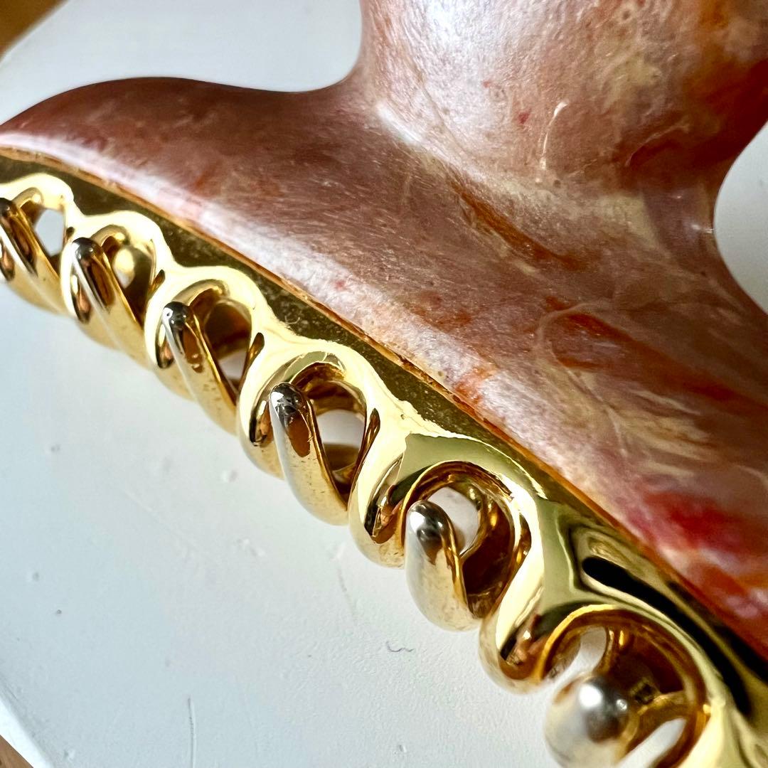 acca オレンジ系 ヘアクリップ　中サイズ