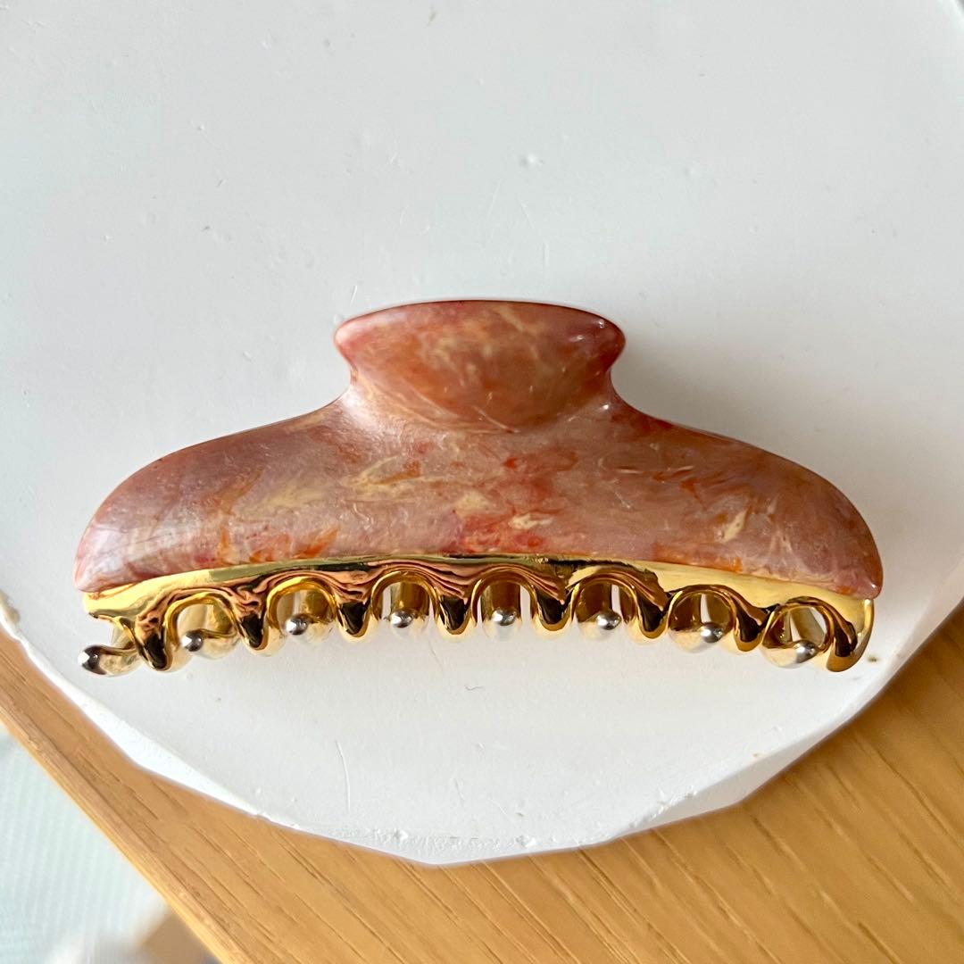 acca オレンジ系 ヘアクリップ　中サイズ