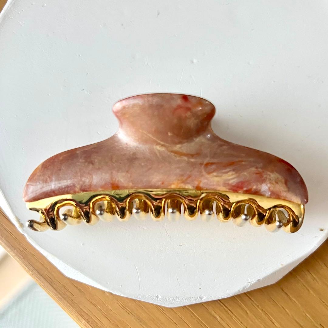 acca オレンジ系 ヘアクリップ　中サイズ