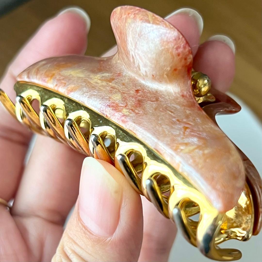 acca オレンジ系 ヘアクリップ　中サイズ