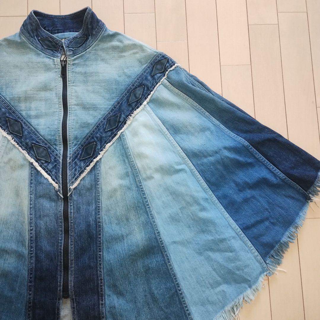 最終値下！BLUEBLUEブルーブルー藍染グラデーションデニムポンチョ馬聖林公司