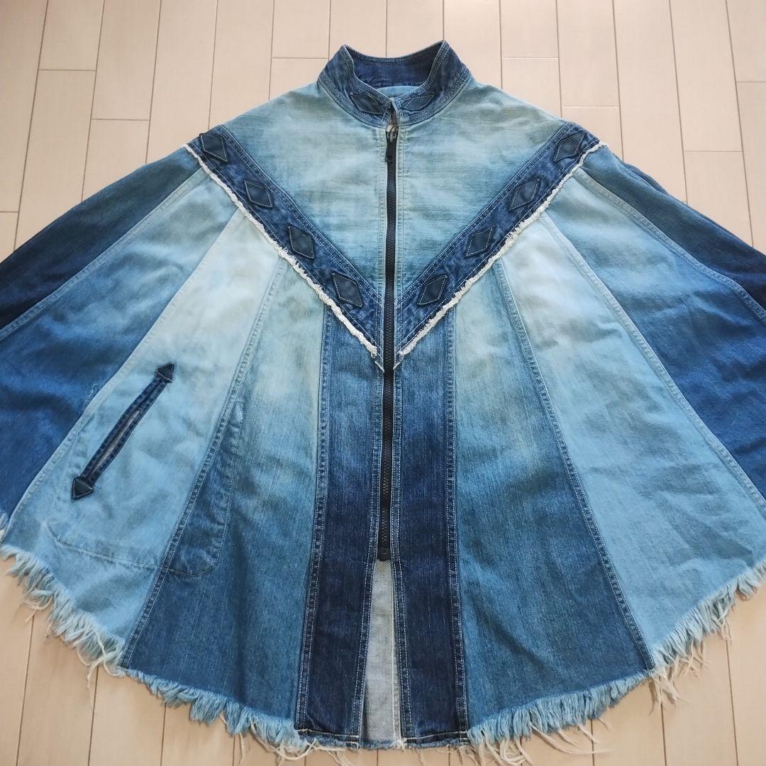 最終値下！BLUEBLUEブルーブルー藍染グラデーションデニムポンチョ馬聖林公司