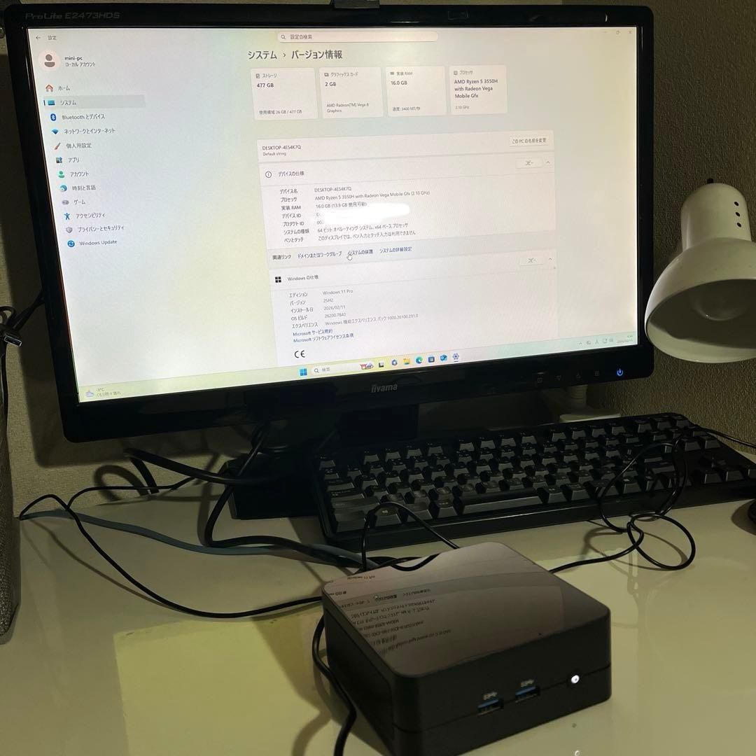 Mini PC AMD Ryzen 5 3550H 16GB 512GB 美品