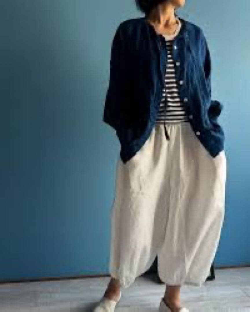 高城染工 blue in greenすそギャザーパンツ ふんわりパンツ