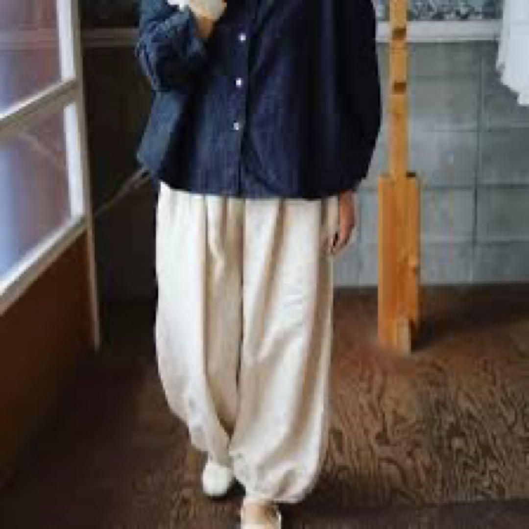 高城染工 blue in greenすそギャザーパンツ ふんわりパンツ