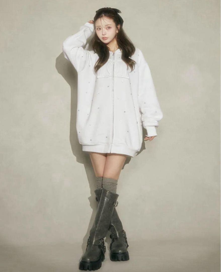 ♡ DDロゴビジュージップパーカー WHITE ダーリッチ Darich