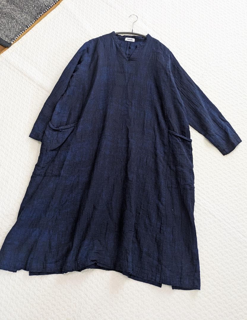 プランテーション☆ストロークJQジャガード織OP☆濃紺☆手洗い可☆美品です