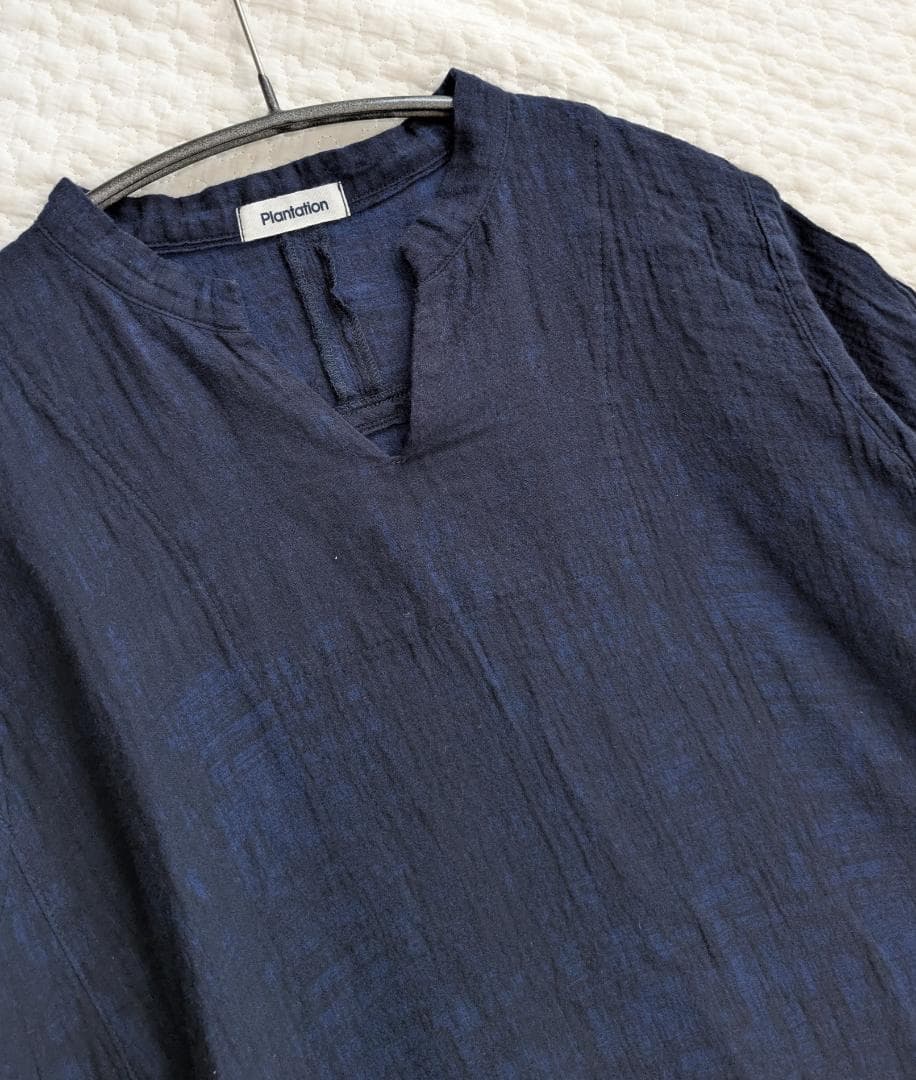 プランテーション☆ストロークJQジャガード織OP☆濃紺☆手洗い可☆美品です