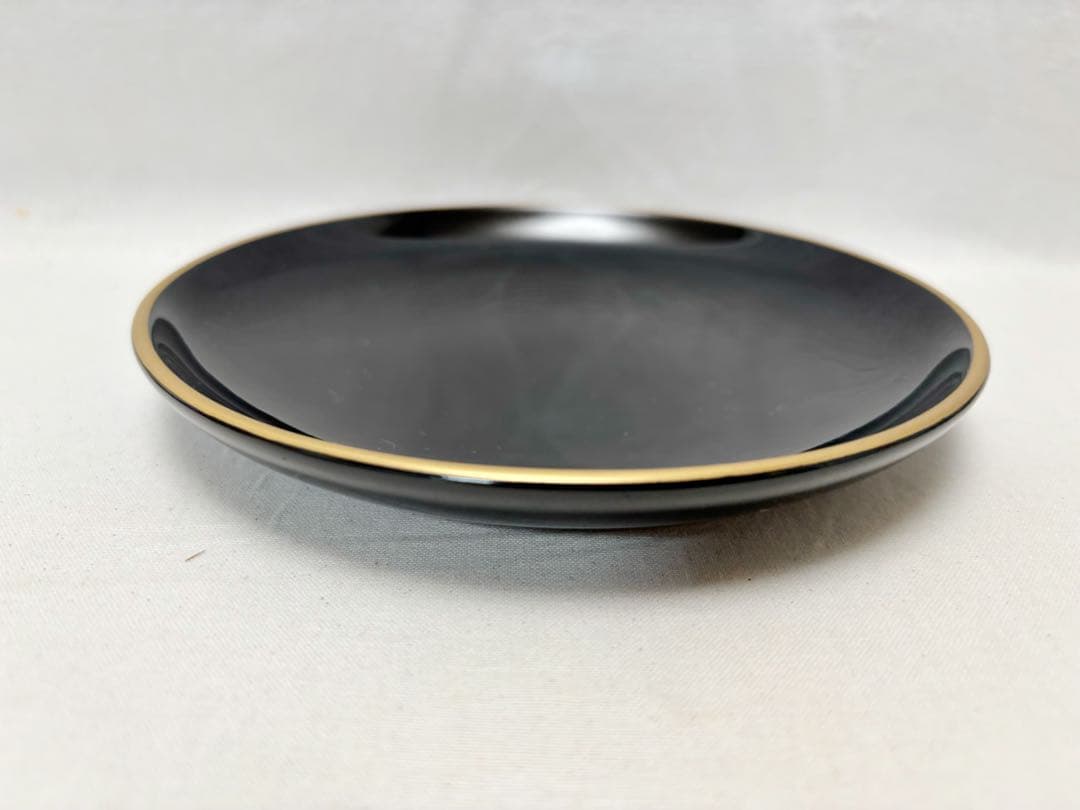 未使用 茶道具 龍作 輪島塗 天然木製 渕金呂色 銘々皿5客揃 茶器 栞 共箱