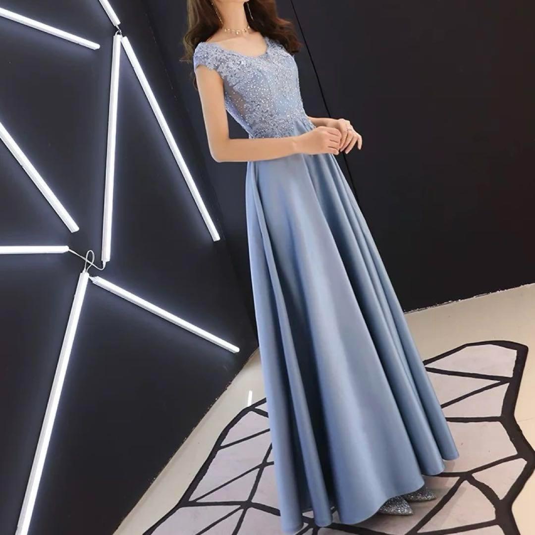 イブニングドレス、花柄、レース、パーティードレス、サテンスカート