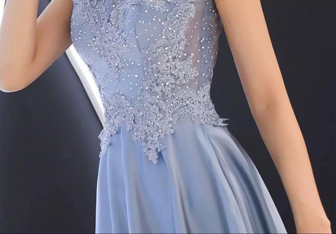 イブニングドレス、花柄、レース、パーティードレス、サテンスカート