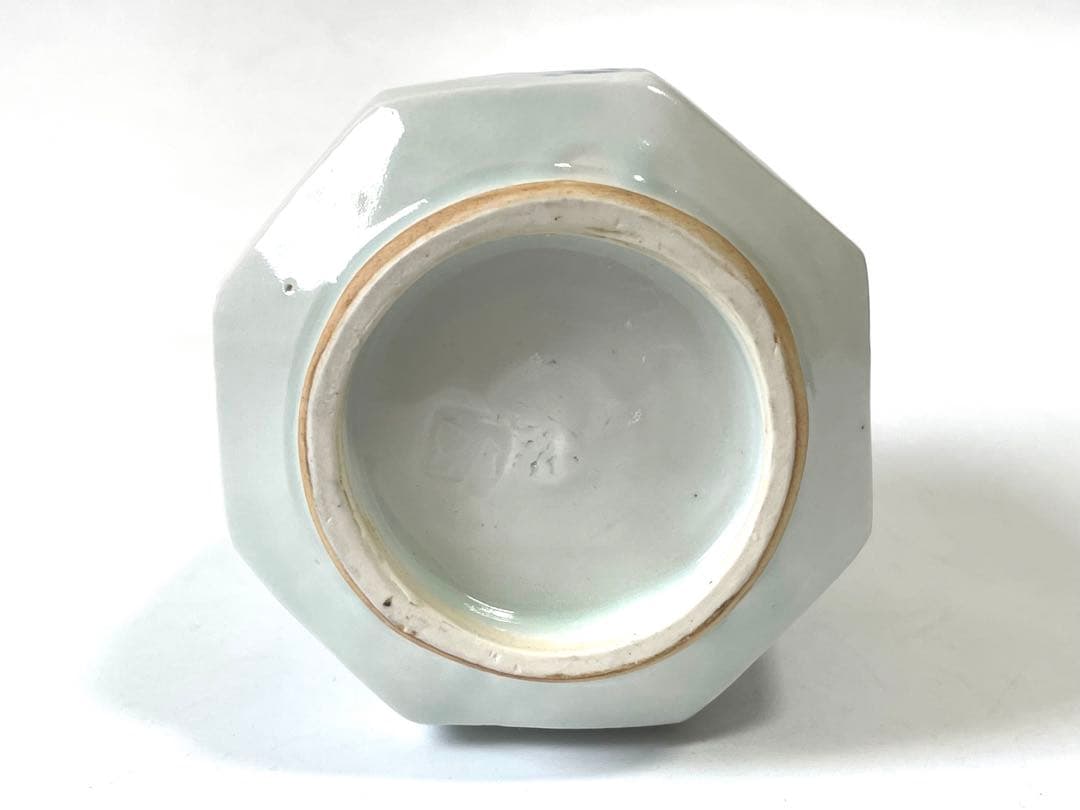 陶芸家　作家物　松尾貞一郎　貞土窯　染付　徳利　花文様　面取　李朝　写　共箱