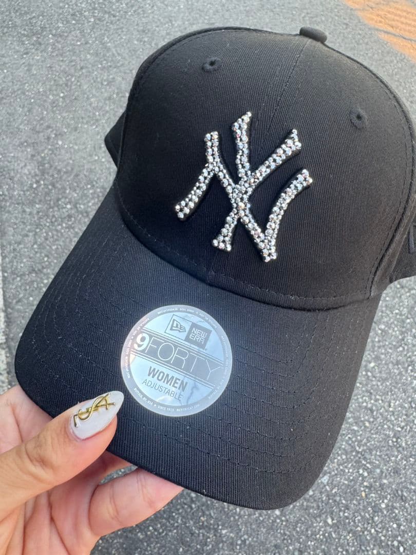 ニューエラ　NEWERA　キャップ　ブラック　デコ　ラインストーン