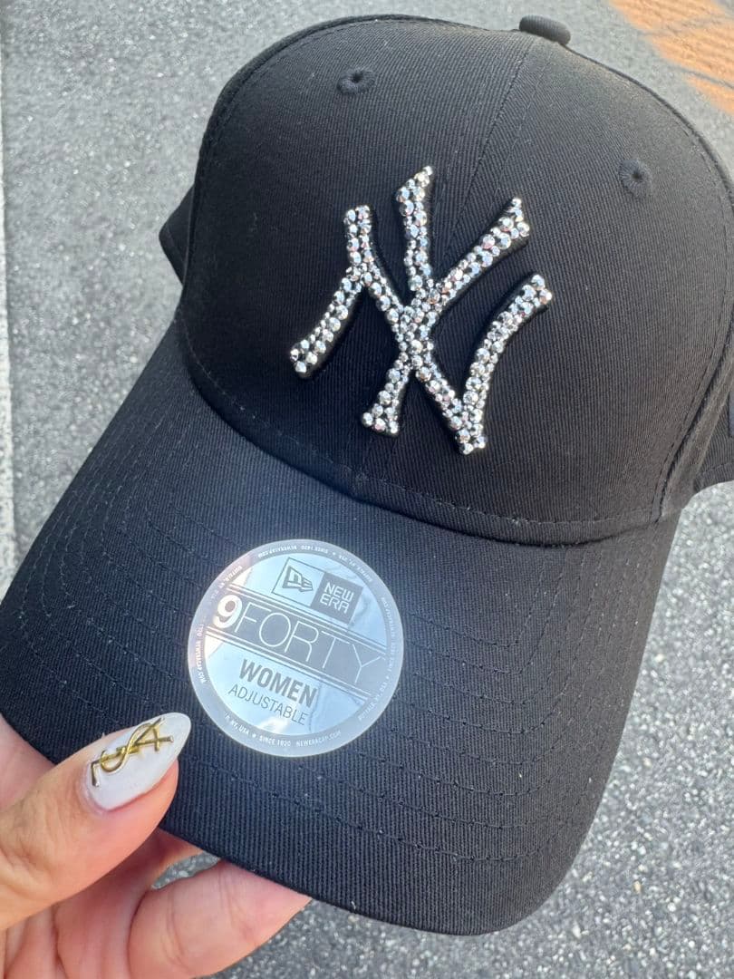 ニューエラ　NEWERA　キャップ　ブラック　デコ　ラインストーン