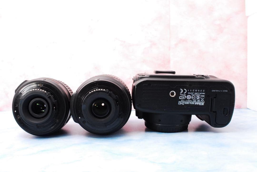 ニコン D40★入門セット★一眼レフカメラ★S数少！★望遠レンズ付Wレンズ