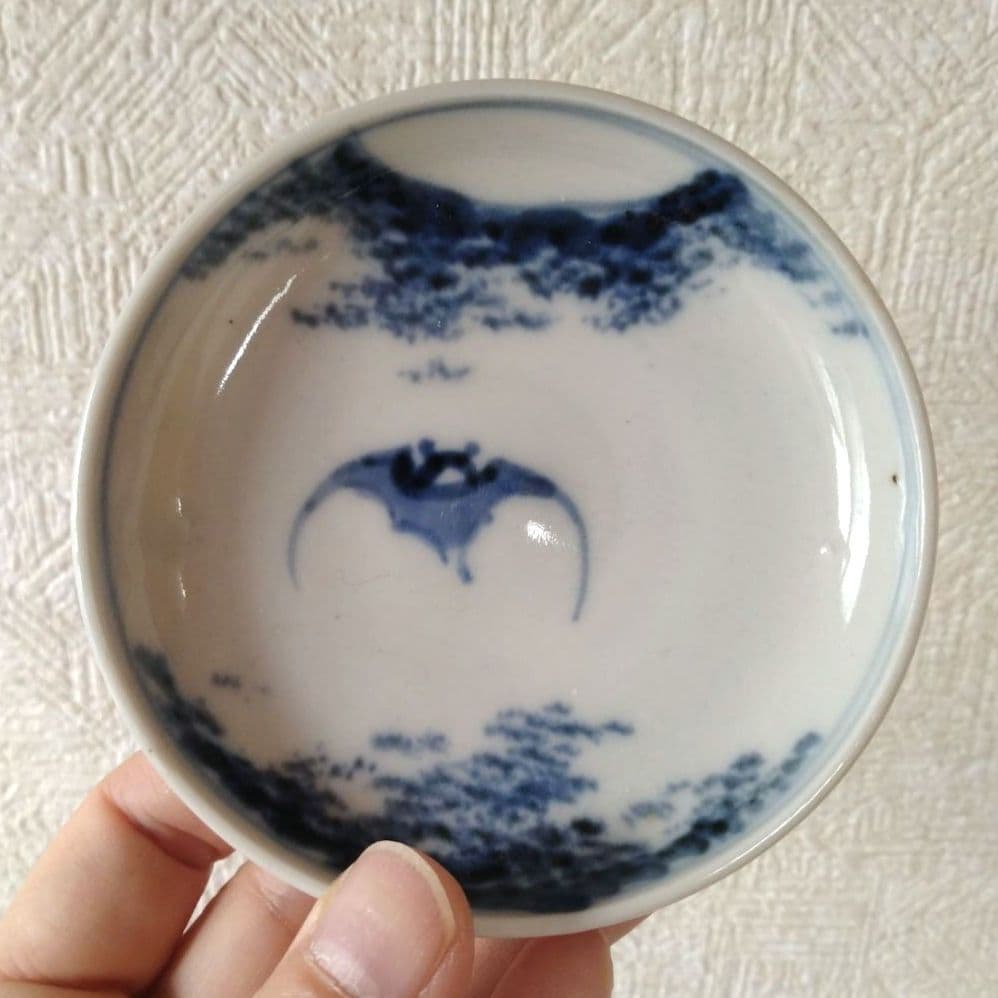 古伊万里染付蝙蝠文小皿五客