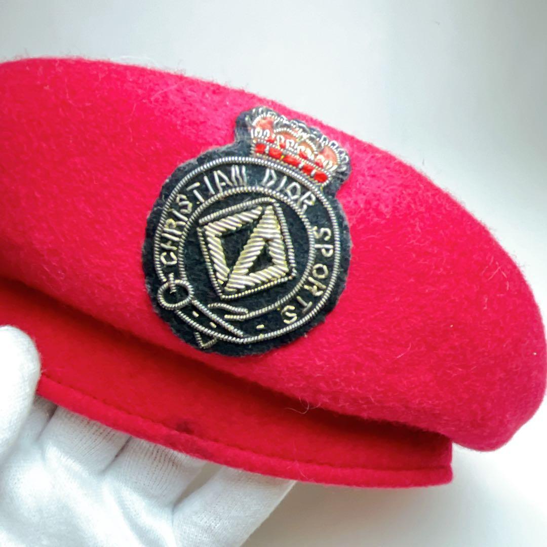 クリスチャンディオール　スポーツ　ベレー帽　ワッペン　エンブレム　赤