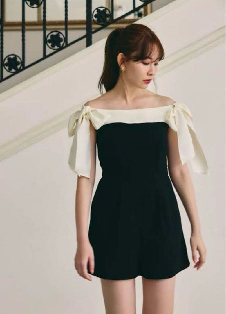 herlipto ハーリップトゥ Two-Tone Ribbon Romper