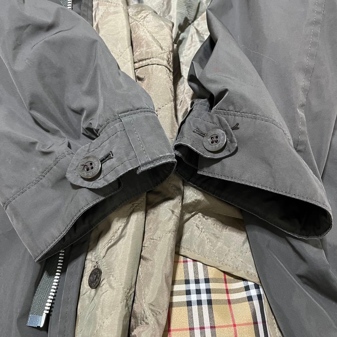 バーバリーブラックレーベル モッズコート ノバチェック ライナー ラビットファー