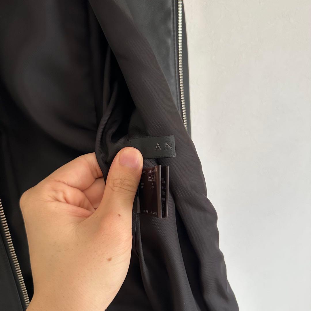 美品　ANAYI アナイ ノーカラーシープレザージャケット 黒 M